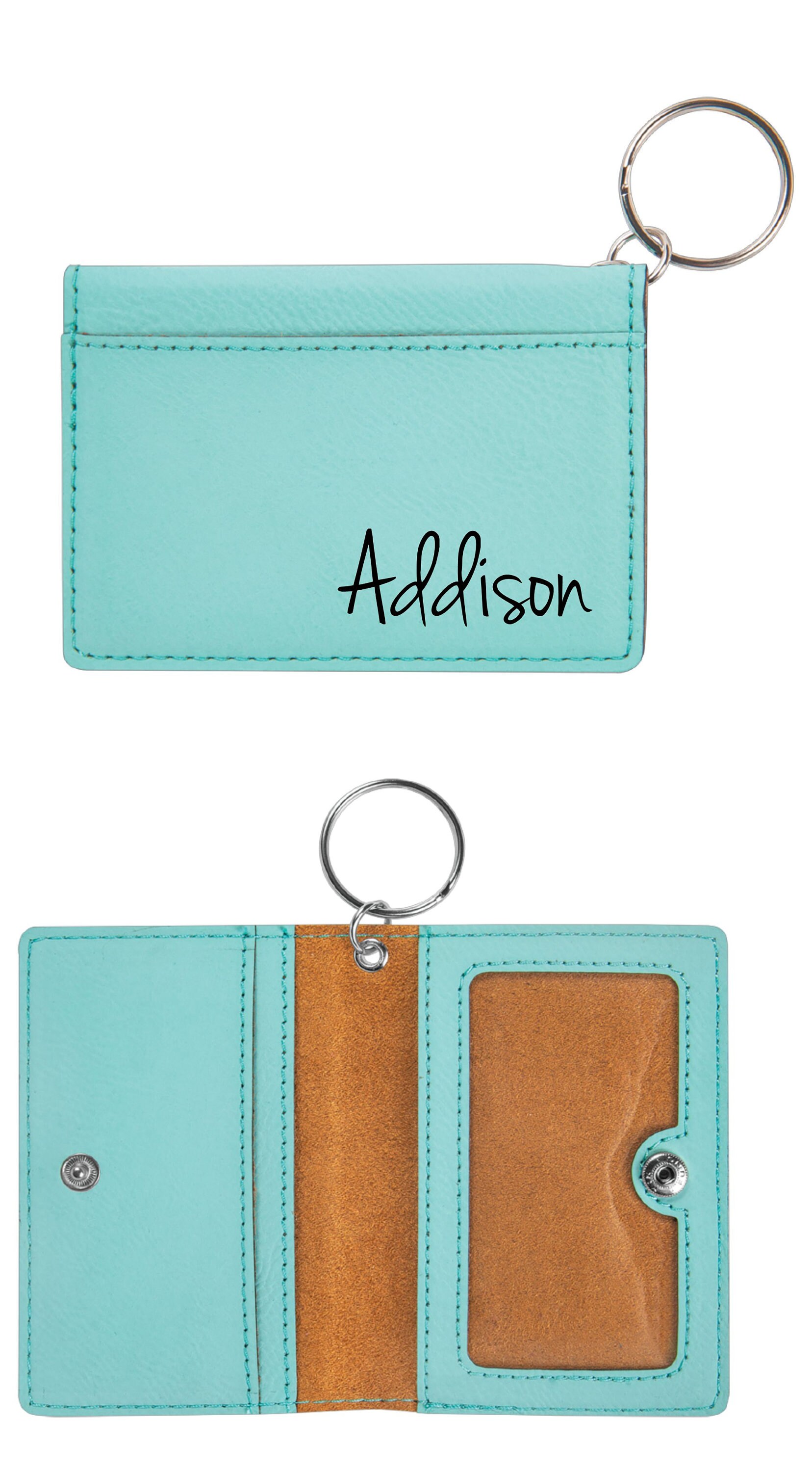 Engraved Leatherette ID Holder Keychain Gift for Her Etsy