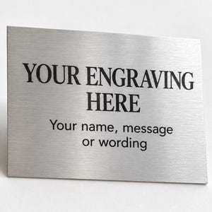 Custom Engraved Aluminum Plate, Personalized Metal Nameplate, Adhesive Backing, Picture Frame Label, Memorial Plaque