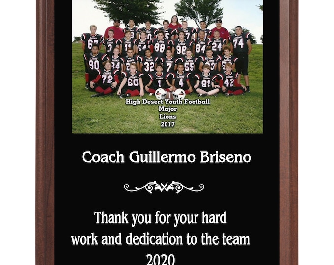 Custom Sports Plaque, Team Photo Display Picture, Personalized Gift for Coach, 8x10 Sports Banquet Team Photo Plaque, Team Picture Award