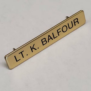 Engraved Metal Name Badges Security, Police, Fire, Military Nameplates Name Tag 3/8 x 2 1/4 Identification Clutch Backing Gold