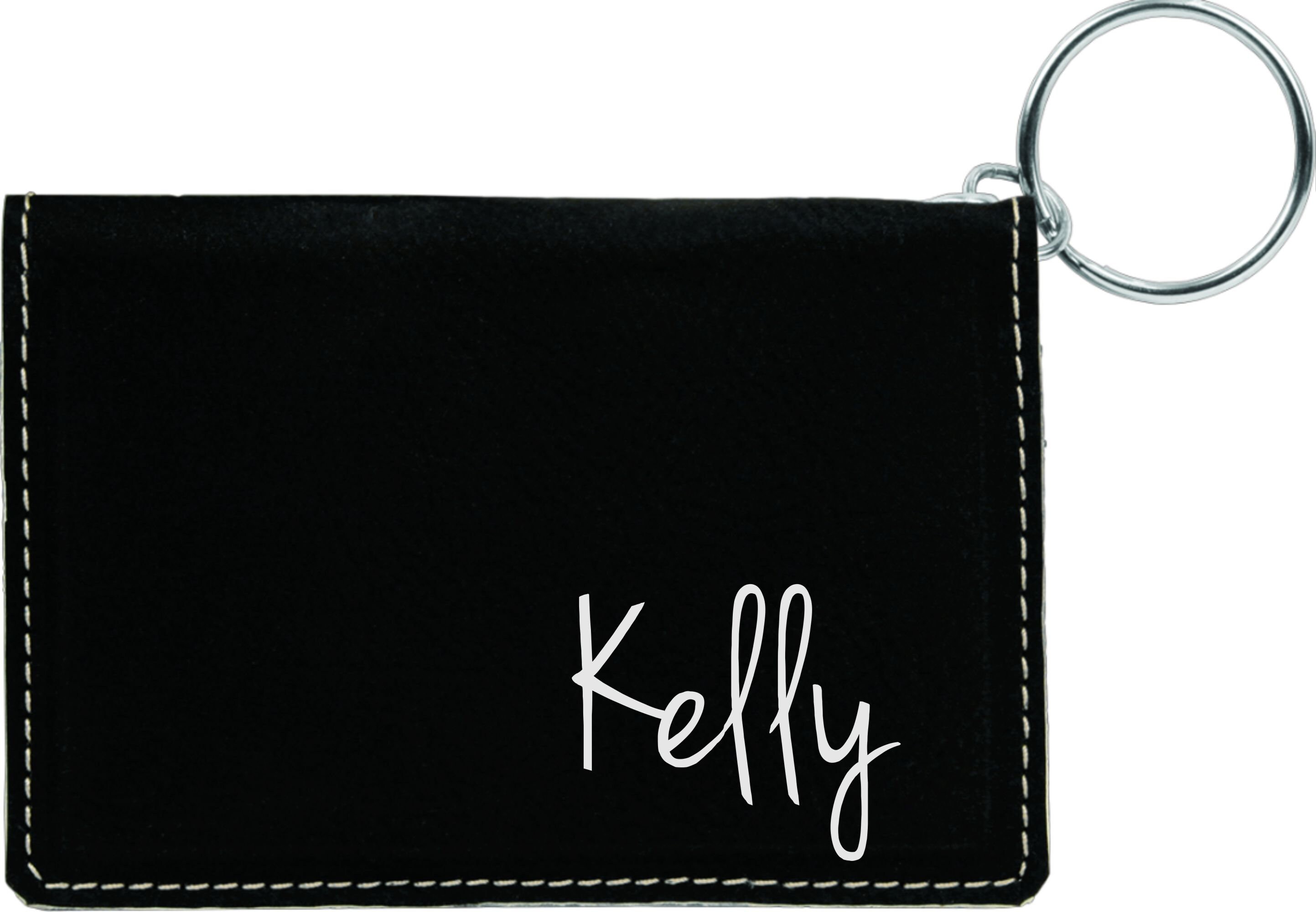 Engraved Leatherette ID Holder Keychain Gift for Her Etsy