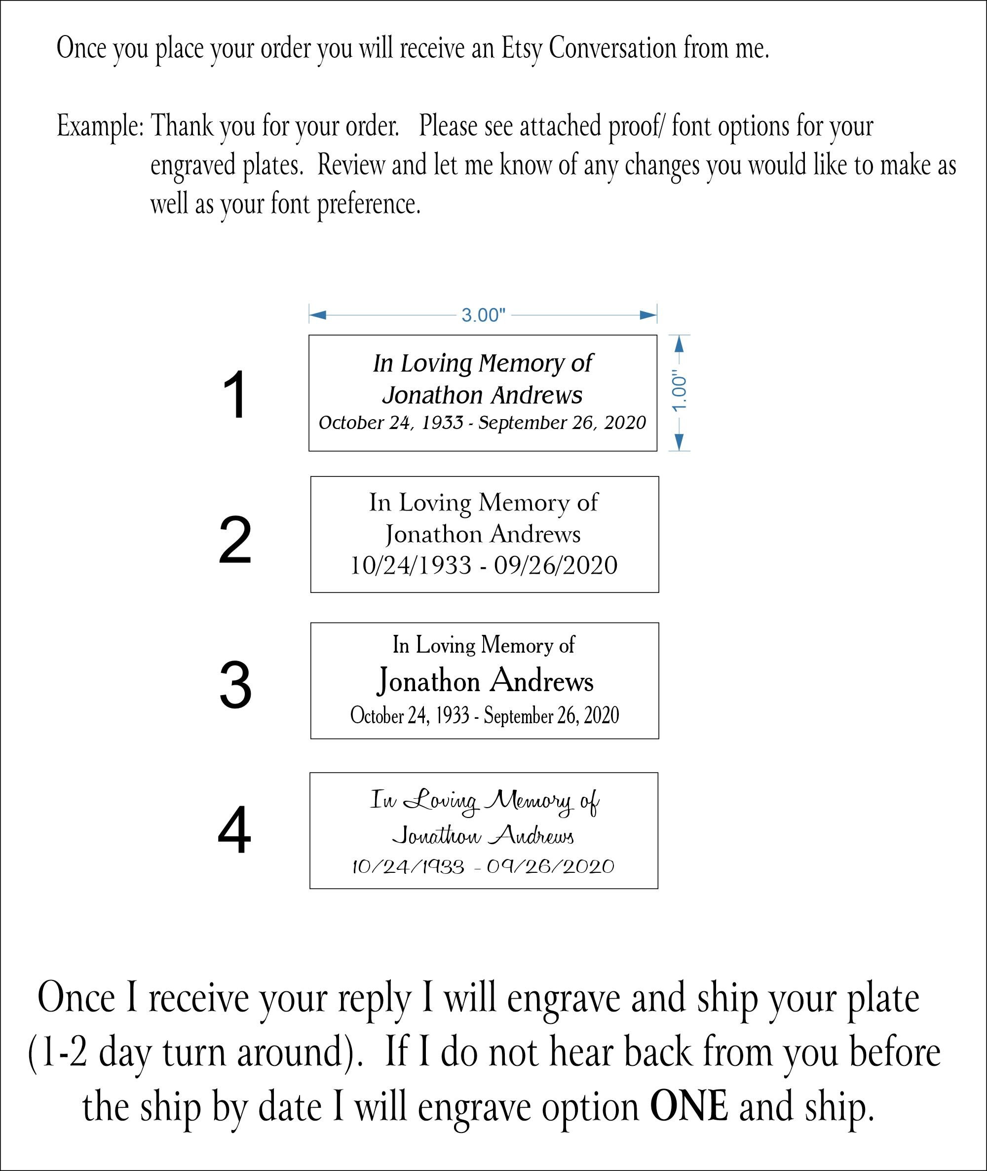 Personalized Engraved Brass Plate 1 X 3 Square Etsy