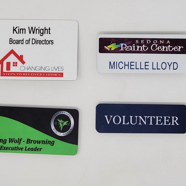 Name Tag with Magnetic backing - Personalized Wearable - Your Logo - Full Color - Corporate Product - Promotional - Custom Made - badge