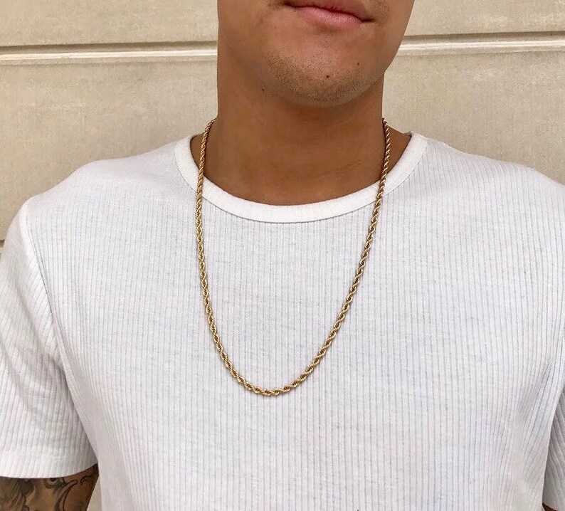 Men's Goldtone Rope Chain Men's Rope Chain Etsy