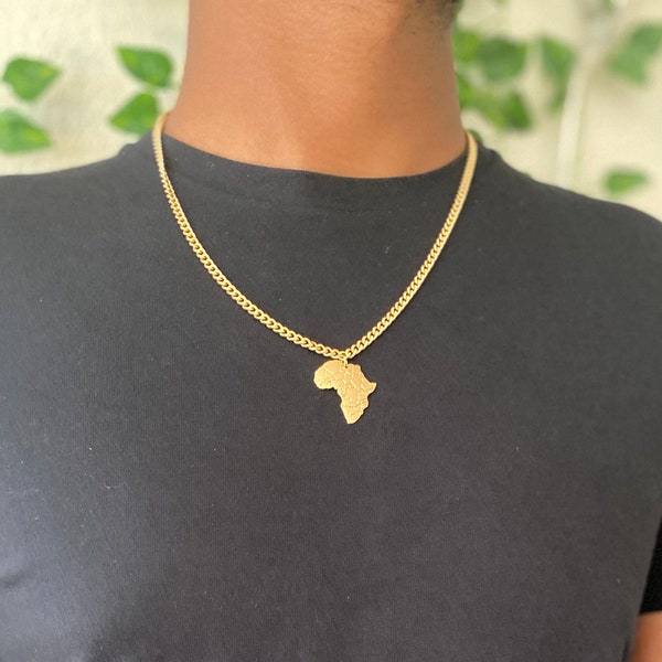 Unisex Africa Chain, Chain with Africa Charm, Africa Chain, Africa Charm, Men's African Chain,Boyfriend Gift, Gift for Men,Chain with Africa