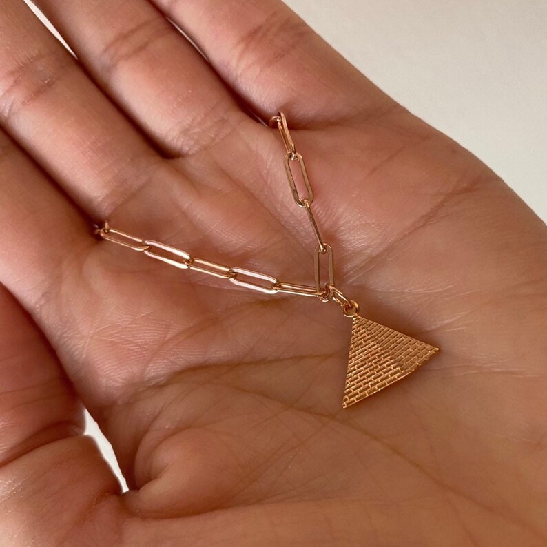 Girlfriend Gift Rose Gold Pyramid,Rose Gold Jewelry,Rose Gold Choker,Rose Gold Chain Rose Gold Filled Pyramid Necklace Rose Gold Necklace