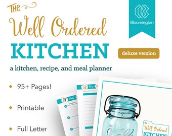 Kitchen Planner / Recipe Binder / Kitchen Printable / Meal Planner / Kitchen Organization / Recipe Cards / 95+ pages // PDF Printable