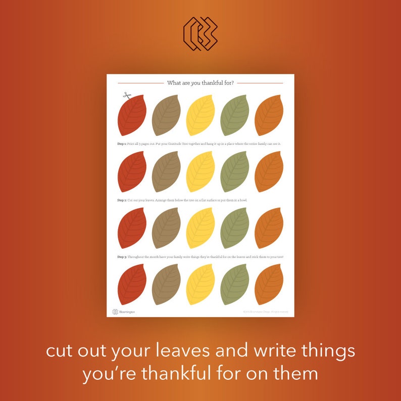 Gratitude Tree / Thankful Tree / Fall Printable / Thanksgiving Printable / Tree Wall Art / 6 pages // Instant PDF Download image 3