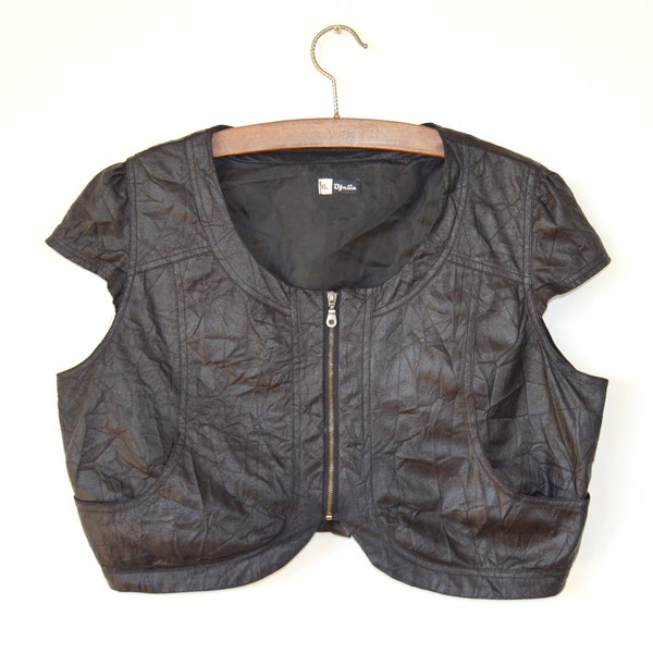 Black Bolero jacket Cropped Blazer Minimal Vintage black jacket short sleeves formal boho jacket Steampunk Blazer XL size