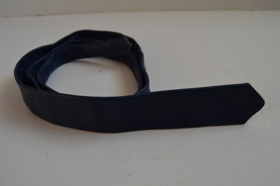 Vintage Leather tie Navy Blue necktie Vintage men… - image 8