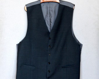 Vintage Men's Suit Vest XL dark Gray Waistcoat Classic Virgin Wool Steampunk Vest Edwardian Victorian Wedding Dress Up Vest Formal Waistcoat