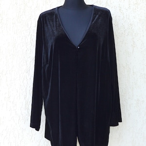 Vintage Black Velvet Womens Jacket Long Velvet Blazer Velvet Elegant Boho Jacket Velvet Cardigan Collectable Steampunk Blazer Extra Large