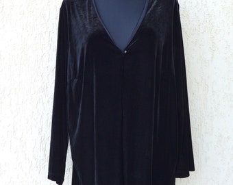 Vintage Black Velvet Womens Jacket Long Velvet Blazer Velvet Elegant Boho Jacket Velvet Cardigan Collectable Steampunk Blazer Extra Large