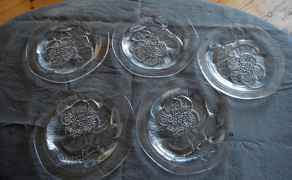 ヴィンテージ 70 年代アラビアフィンランド花柄ガラスプレート牡丹