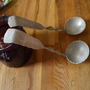 Vintage 70s Soup Ladle old soup spoon metal aluminum ladle Retro Hand Made Serving Spoon Home Decor