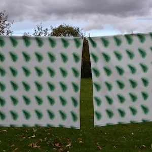 Vintage 80s Swedish curtains Cotton Curtain panel Green leaves retro curtains White Green Carina Hägg Design Panel Set of 2 Curtains