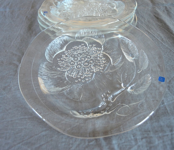Vintage 70s Arabia Finland Floral Glass Plates PEONY Oiva - Etsy