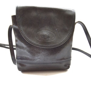 Bolso vintage BURKELEY'S LEATHER HOUSE Bolso de hombro de cuero Bolso bandolera marrón oscuro Monedero Bolso bandolera de cuero auténtico Mini Monedero Cartera