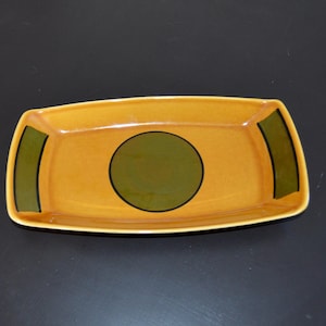 Vintage 70s Stavangerflint plate Figgjo Flint Rectanglar Serving Plate desgned by Inger Waage Made in Norway Brown pottery serving plate