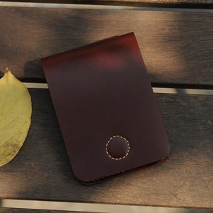 Billetera de bolsillo frontal, Billetera de cuero fina, Billetera sencilla hecha a mano, Billetera de cuero marrón, Billetera minimalista, Billetera para hombre