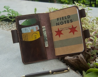 Field Notes Cover With Card Holder Field Notes Holder Field Notes Wallet Leather Field Notes Cover Personalized Field Notes