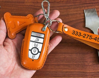 Leather Key Case For Bronco Explorer Mustang Fusion Escape F150 F250 F350 F450 F550 Edge