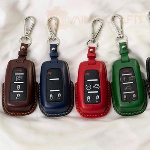 Leather Key Fob Cover For 2019-2021 Dodge 1500 2500 3500 4500 5500 TRX 4/5/6-Button