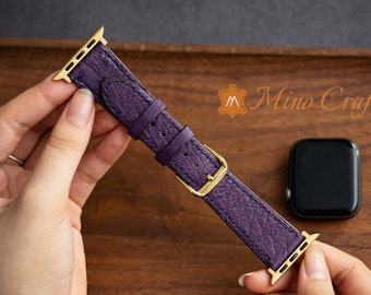 Ostrich Leather iWatch Band 49mm, 46mm, 45mm, 44mm, 42mm,41mm, 40mm, 38mm iWatch Strap Series SE2, 10, 9, 8, 7