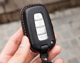 Leather Key Fob Cover For Kia Soul Sportage Sorento Rio Optima Forte