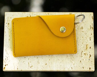 Keychain Wallet Keychain Card Holder Handmade Slim Wallet Simple Leather Wallet Minimal Wallet Gifts for women Personalized Wallet