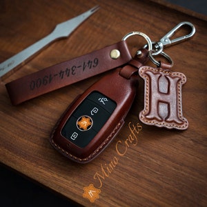 MinoCrafts For Mercy Key Fob Cover Leather Key Case Compatible With Merc 2017-2021 E-Class S-Class A-Class C-Class G-Class