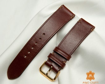 17mm 19mm 21mm 23mm Genuine Leather Watch Strap, Brown Leather Watch Band, Handmade Watch Strap, Gift for Men