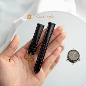 Black Leather Womens Watch Band Leather Watch Strap 8mm 10mm 12mm 14mm watch strap Womens Watch Band