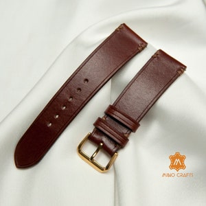 17mm 19mm 21mm 23mm Genuine Leather Watch Strap, Brown Leather Watch Band, Handmade Watch Strap, Gift for Men