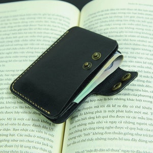 Cartera de bolsillo frontal Cartera minimalista de cuero para hombre