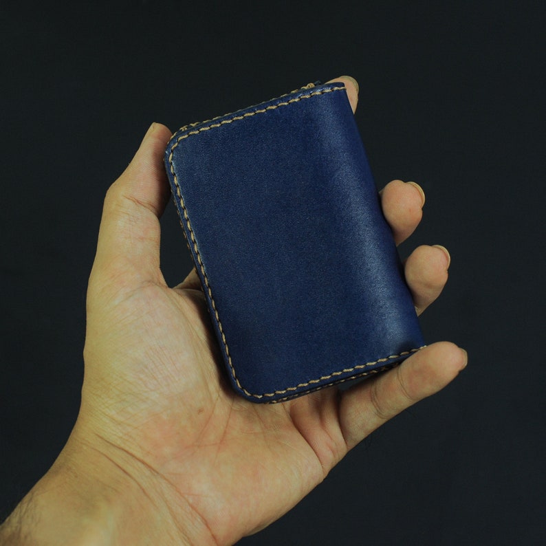 Blue Leather Card Holder Credit Card Holder Business Card Etsy