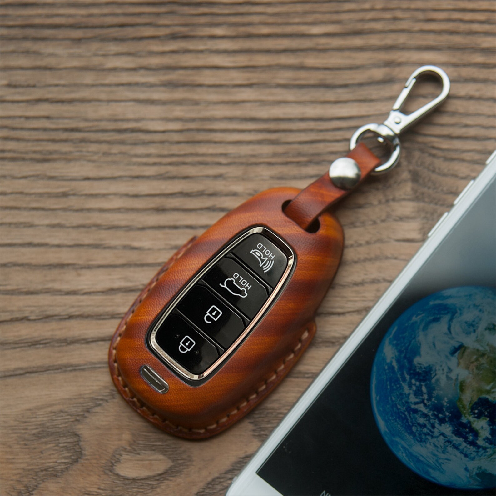 Hyundai KONA Key Fob Case Light Brown Leather Key Fob Cover | Etsy