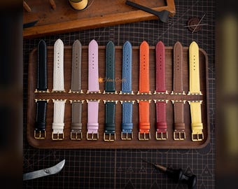 Set of 10 Leather Watch Straps Compatible with Apple Watch Mixed Color Pack for Stylists & Creators Handmade Full Grain Bands 38–49mm