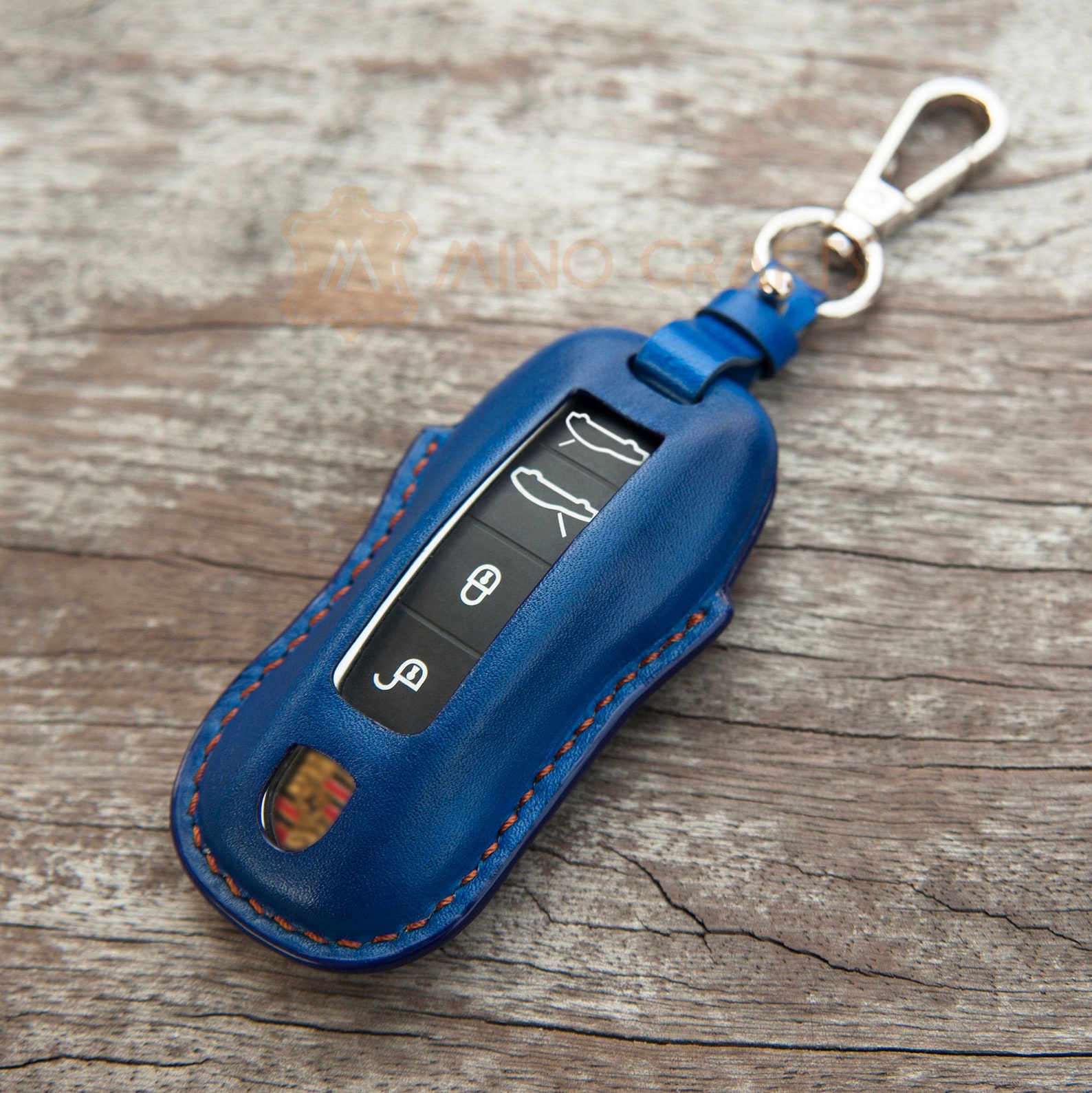 Porsche Key Fob Cover Blue Leather Key Case Handmade Key Etsy