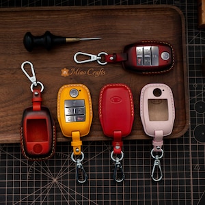Leather Key Fob Cover For K3 K5 Cerato Forte Sorento Rio Rio5 Optima Soul Carnival Sedona Niro Sportage
