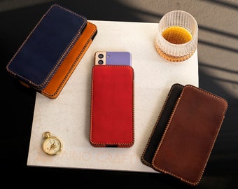 Leather Phone Pouch for Samsung Z Fold 4 Phone Pouch Cover Custom Phone Sleeve Case