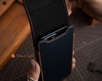 Handmade Leather Phone Case for iPhone 17 16 15 14, Custom Fit Belt Loop Holster, Full Grain Leather iPhone Pouch for Men – Minocrafts