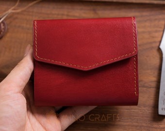 Trifold Leather Wallet Leather Minimalist Wallet Burgundy Wallet