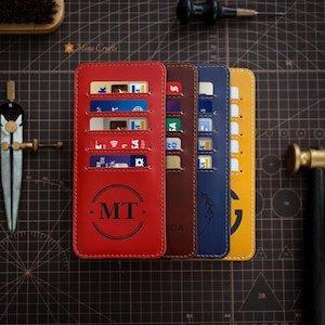 Billetera personalizada con nombre y logotipo, billetera minimalista larga con sobre, billetera delgada y sencilla para mujer, billetera artesanal para dinero, regalo para ella
