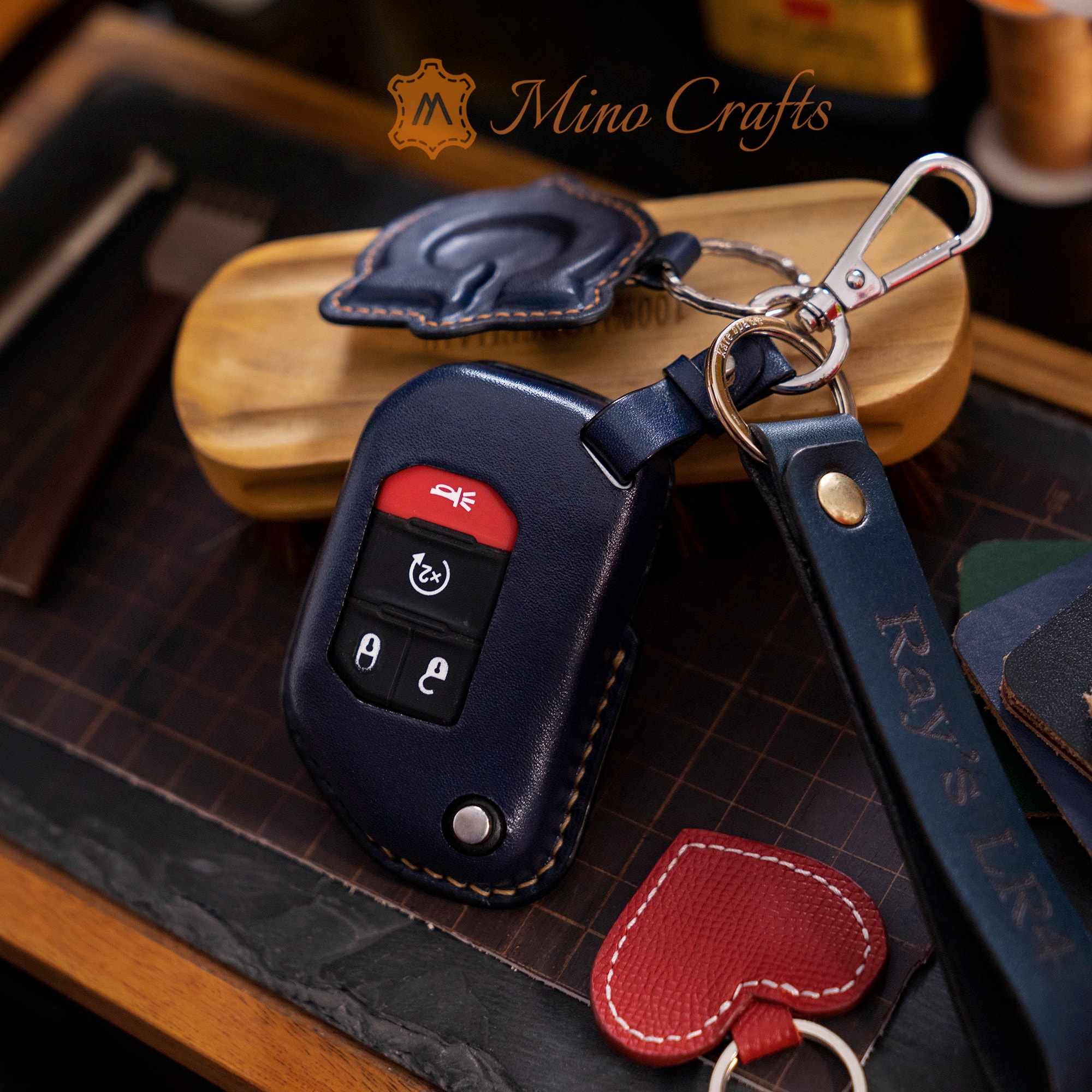 Handcrafted Leather Car Accessories Leather Key Fob Cover for