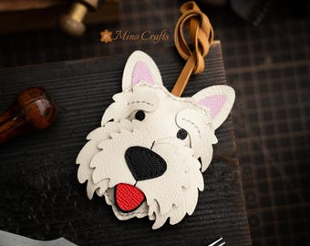 West Highland White Terrier Bag Charm, Leather Westie Keychain, Dog Lover Gift, Handmade Puppy Purse Charm – Minocrafts