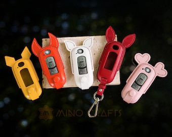 MinoCrafts For Key Fob Cover Leather Key Case For Mz3 6 CX5 CX8 Car Key Case Personalized Key Fob