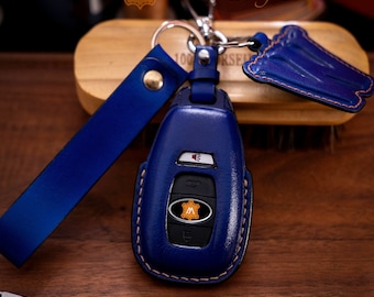 Handcrafted Leather Key Cover For Subie Forester Impreza Outback WRX BRZ XV Legacy Levorg Crosstrek Ascent  with Strap and Initial Charm