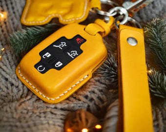 Leather Key Fob Cover For Yukon Sierra Canyon Tahoe Suburban Silverado Colorado Christmas Gift for Him Xmas Gift For Her