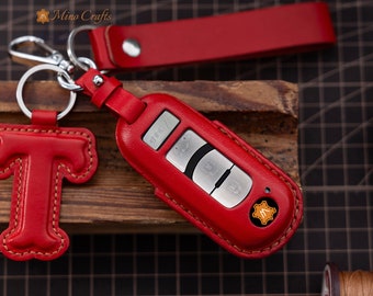 Leather Key Fob Cover For Mazda 3 Mazda 6 Mazda MX-5 Cx-3 Cx-5 Cx-7 Cx-9 Scion IA